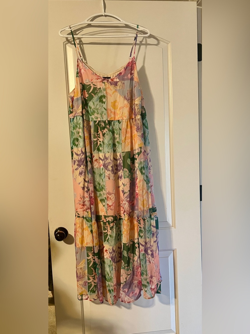 Pastel Floral Tiered Maxi Dress in Multi-Color
